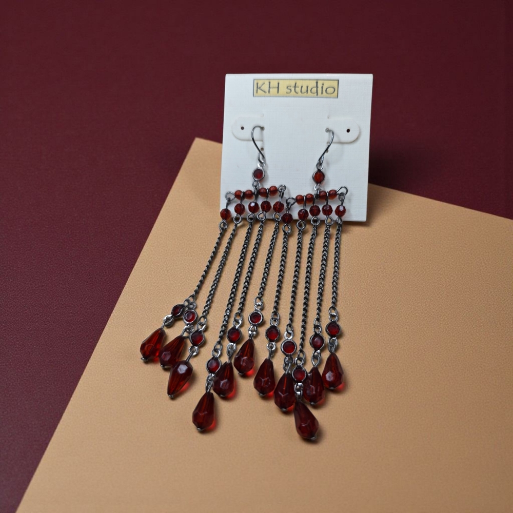 KH Studio Red Chandelier Earrings